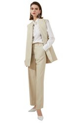 Beige Loose Fit Vest and Pants Two Piece Set - FashionByTeresa